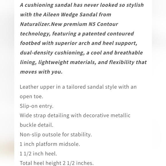 Naturalizer nwot slip on wedge tan leather sandals 7.5 Aileen - Picture 7 of 7